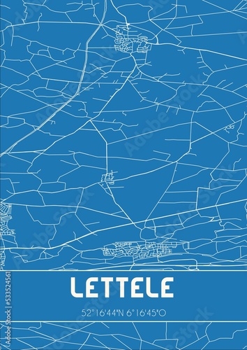Blueprint of the map of Lettele located in Overijssel the Netherlands.