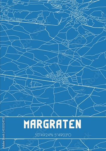 Obraz na płótnie Blueprint of the map of Margraten located in Limburg the Netherlands. w salonie