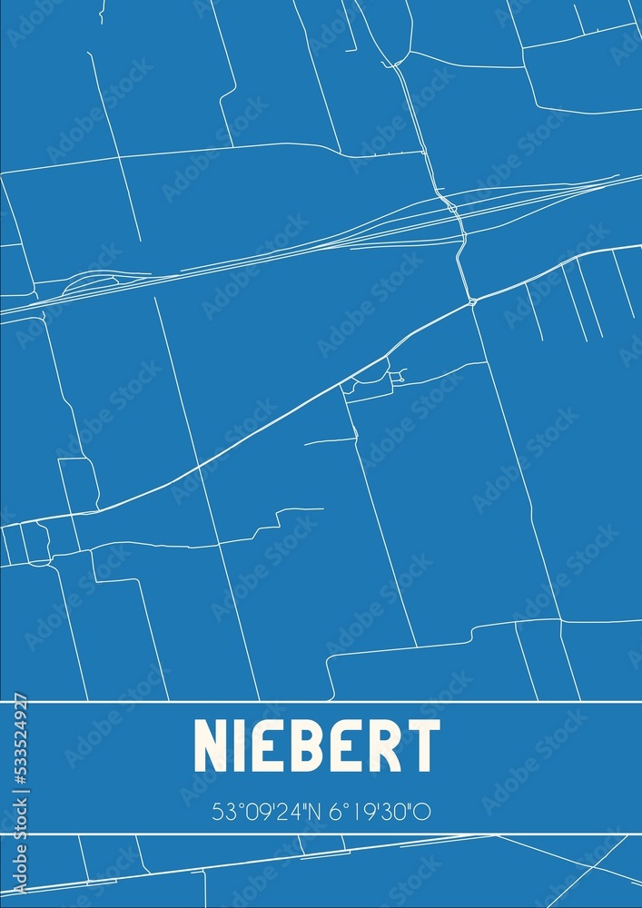 Blueprint of the map of Niebert located in Groningen the Netherlands. Blueprint of the map of Niebert located in Groningen the Netherlands.