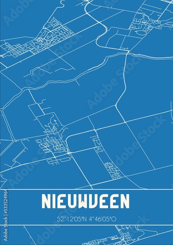 Blueprint of the map of Nieuwveen located in Zuid-Holland the Netherlands. photo