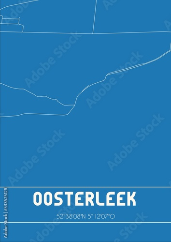 Blueprint of the map of Oosterleek located in Noord-Holland the Netherlands. photo