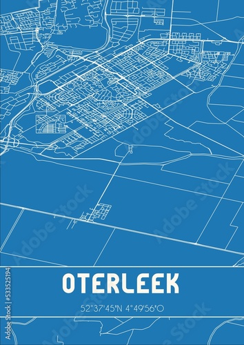 Blueprint of the map of Oterleek located in Noord-Holland the Netherlands. photo