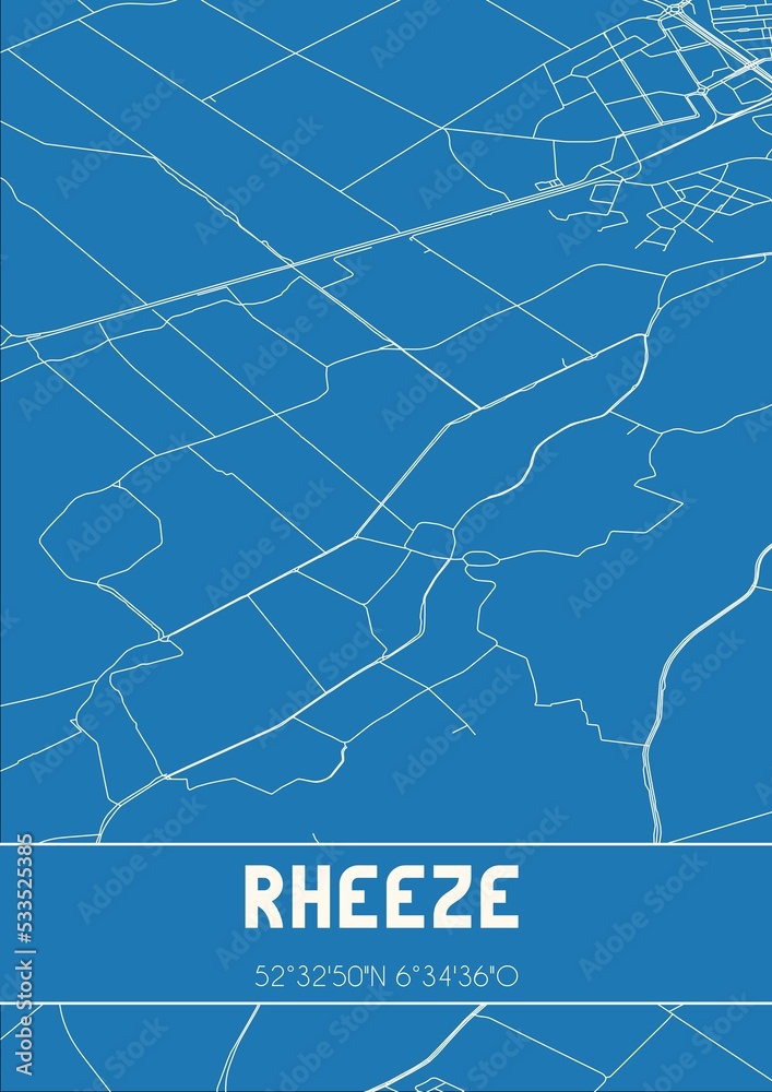 Blueprint of the map of Rheeze located in Overijssel the Netherlands. Blueprint of the map of Rheeze located in Overijssel the Netherlands.