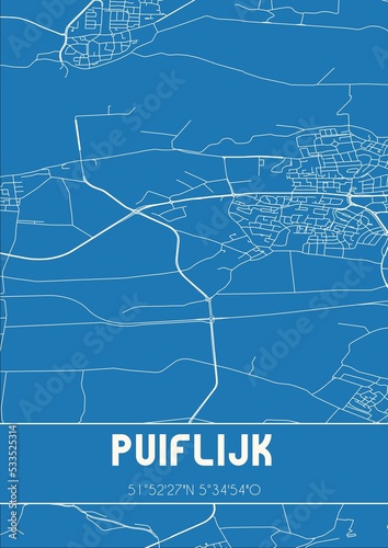 Blueprint of the map of Puiflijk located in Gelderland the Netherlands. photo