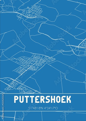 Blueprint of the map of Puttershoek located in Zuid-Holland the Netherlands. photo