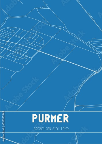 Blueprint of the map of Purmer located in Noord-Holland the Netherlands. photo