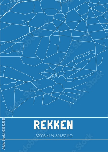 Blueprint of the map of Rekken located in Gelderland the Netherlands. photo