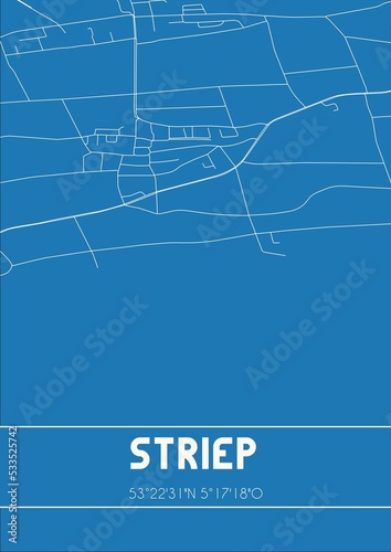 Blueprint of the map of Striep located in Fryslan the Netherlands. photo