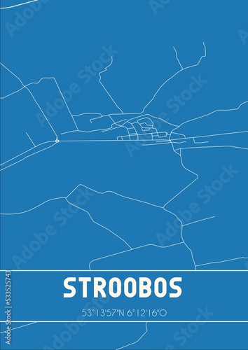 Blueprint of the map of Stroobos located in Fryslan the Netherlands.