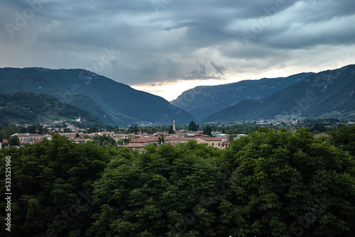 Bassano del Grappa view on Valsugana valley on cloudy day © Nick