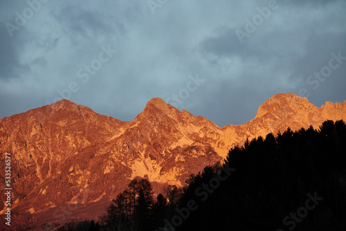 Mountains at sunset near Vittorio Veneto