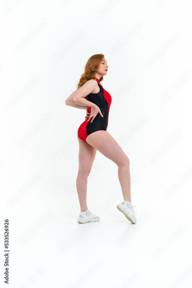 model size posing bodysuit on white background model size posing bodysuit on white background