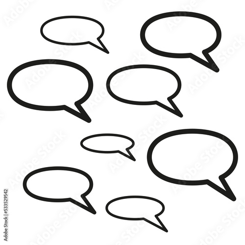 Message icons. Speak icon. Dialog, chat speech bubble. Cloud icon. Chat message icon. Vector illustration. Stock image. 