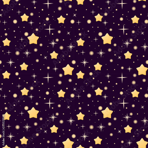 Seamless pattern with plump stars in cartoon style for kids