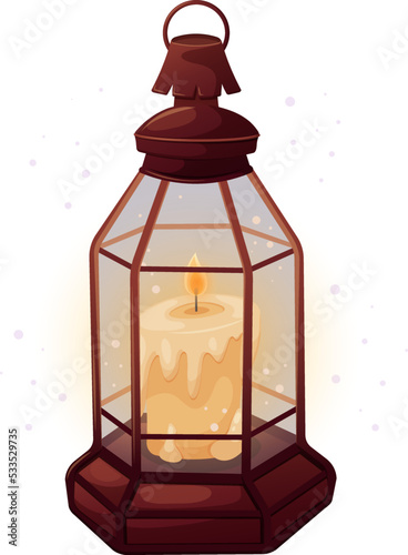 lantern in the snow
