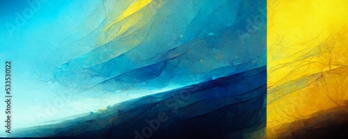 Modern and abstract background with organic lines in the Ukrainian colors