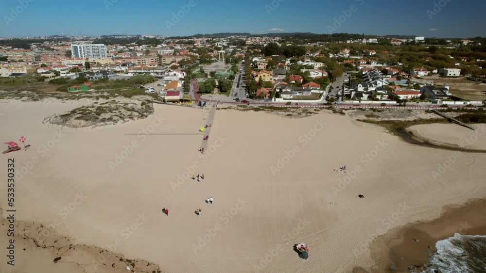 Aerial drone view of 18th century baroque Senhor da Pedra church in Miramar beach, Gulpilhares, Portugal Aerial drone view of 18th century baroque Senhor da Pedra church in Miramar beach, Gulpilhares, Portugal