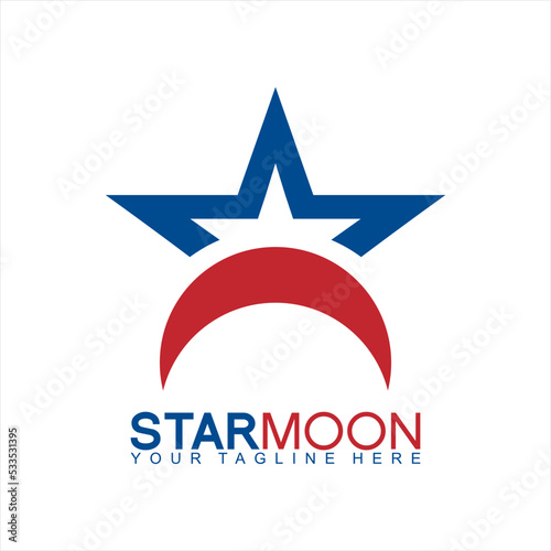 Star design logo with crescent moon..