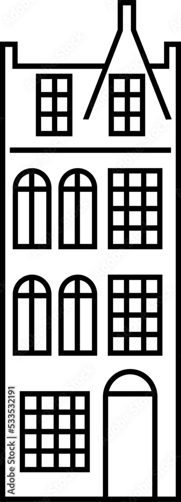 Fototapeta premium Vintage Building Silhouette Outline SVG