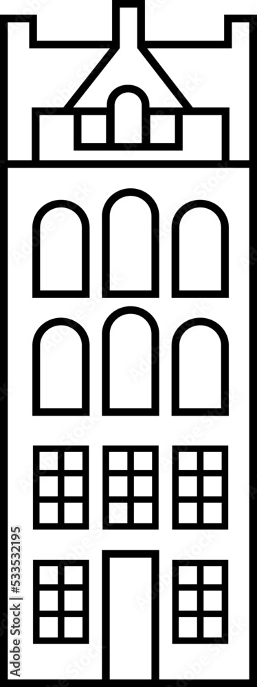 Vintage Building Silhouette Outline SVG