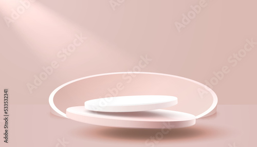 Stage podium with lighting, Stage Podium Scene with for Award, Decor element background. Vector