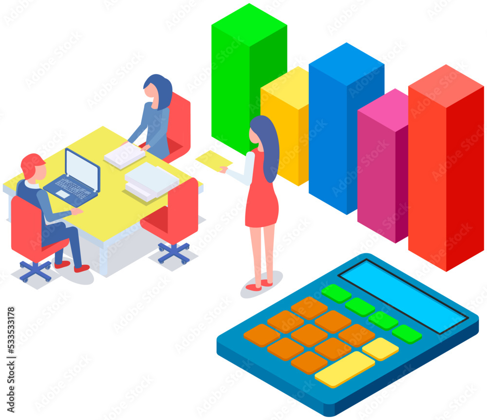 Business people communicating in office discuss statistics, analyze different charts and graphs. Financial accounting concept. Organization process, analytics, planning, report, market analysis Business people communicating in office discuss statistics, analyze different charts and graphs. Financial accounting concept. Organization process, analytics, planning, report, market analysis