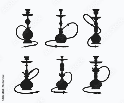 Shisha and Hookah Set Icons Logos Template