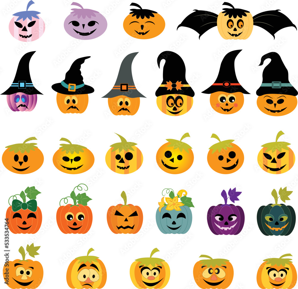 Isolated halloween pumpkins cartoon illustration vectors Isolated halloween pumpkins cartoon illustration vectors