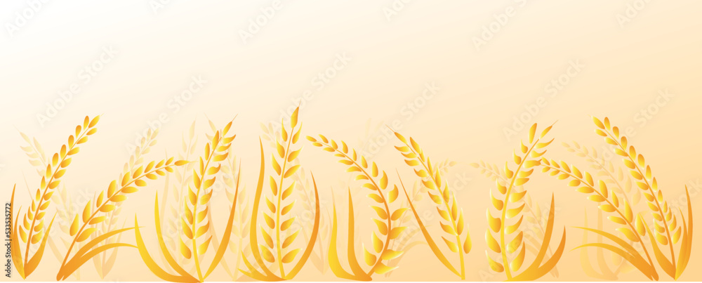 Many wheat spikelets on beige background
