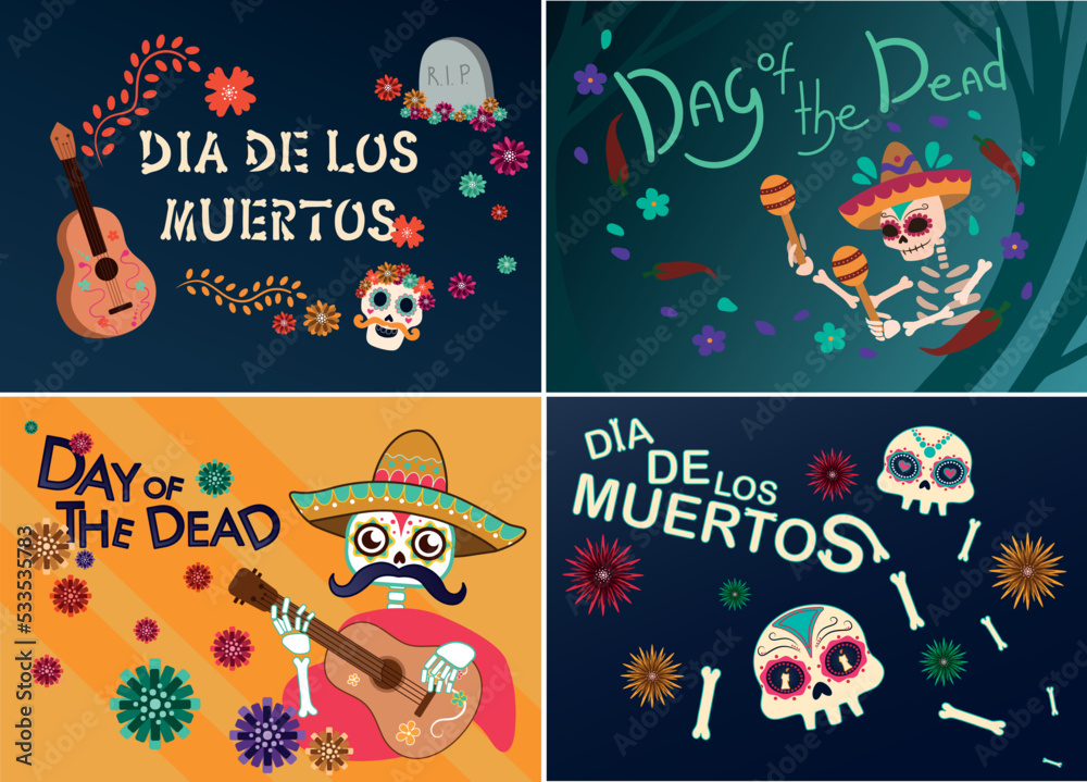 Collage of banners for celebration of Mexico's Day of the Dead (El Dia de Muertos) Collage of banners for celebration of Mexico's Day of the Dead (El Dia de Muertos)