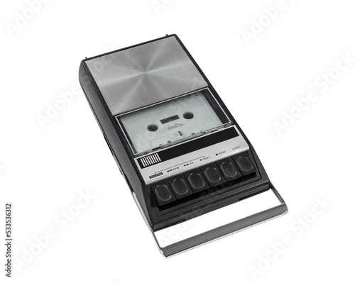 Vintage cassette tape recorder isolated.