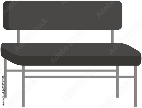 Soft bench as long seat in public open space vector illustration. Seating area in reception room or office isolated on white comfortable seating and meeting place, for relax. Indoor furniture