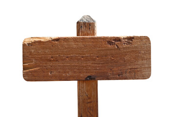 Blank old wooden trail sign isolated.