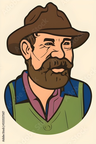 Wallpaper Mural A colorful illustration of a farmer at work. The beauty of a farmer is the land they live on and the crops they grow. Torontodigital.ca