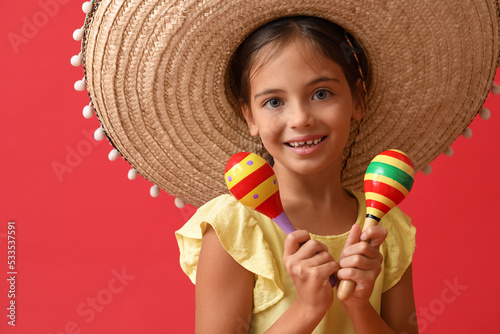 Happy little Mexican girl i...