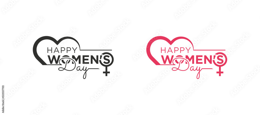 Abstract happy women's day logo, happy women's day, love vector logo design, pink color, red color, black color logo design