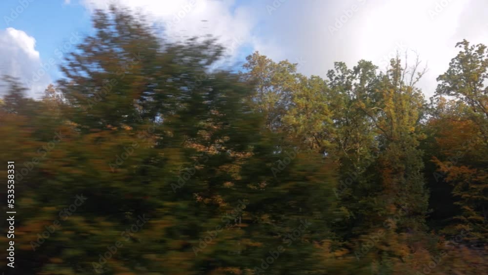 Train journey window view autumn colors Train journey window view autumn colors