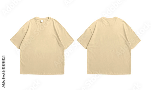 Oversize natural t-shirt front and back isolated background