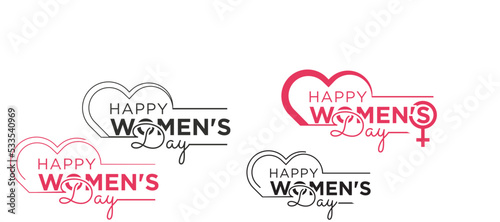 Abstract happy women's day logo, happy women's day, love vector logo design, pink color, red color, black color logo design