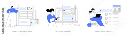 Filing taxes by yourself abstract concept vector illustrations.
