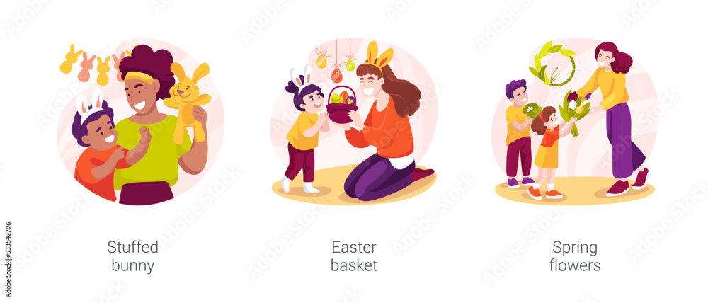 Easter presents isolated cartoon vector illustration set