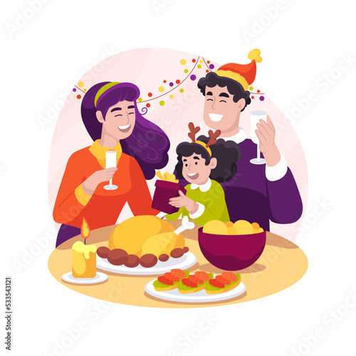 Festive dinner isolated cartoon vector illustration.