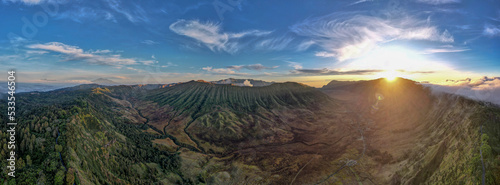Sunrise view of Bromo  Top hill view From Bromo a wonderful scenery in dramatic hill