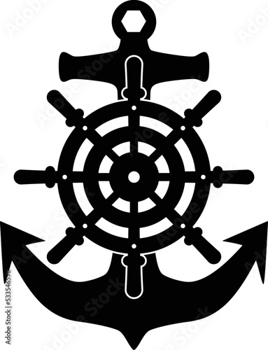 Anchor Silhouette With Streering Wheel Ship photo