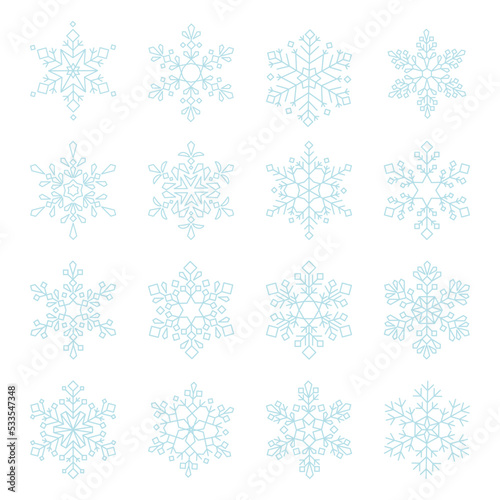 美しい雪の結晶のイラストセット