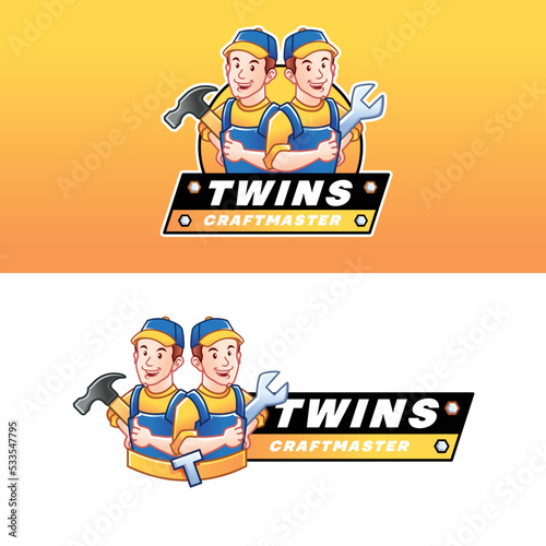 Twins Craftmaster Mascot Logo Template