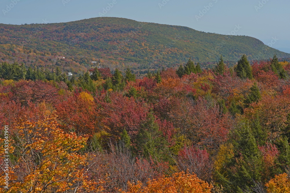 Autumn view from the summit of Pecoy Notch, near Elka Park, New York
