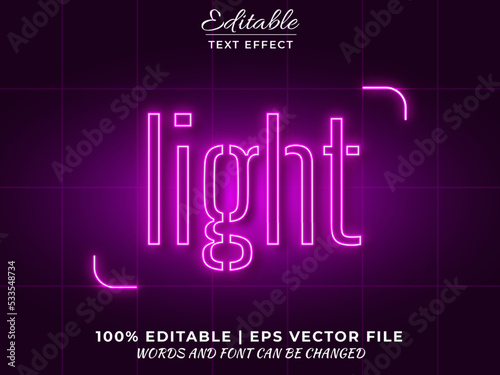 Realistic Pink neon glow mock up 3d editable text effect based vector photo