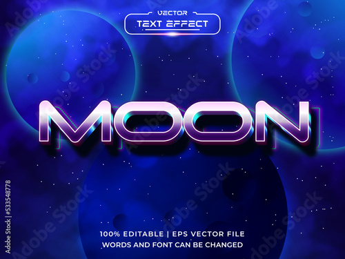 Moon 3D editbale Text effect with galaxy background