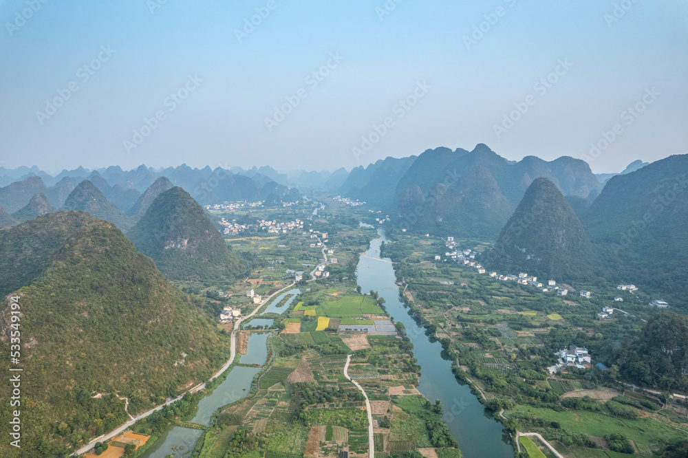 beautiful mountain and river scenery in Guilin Guangxi China beautiful mountain and river scenery in Guilin Guangxi China